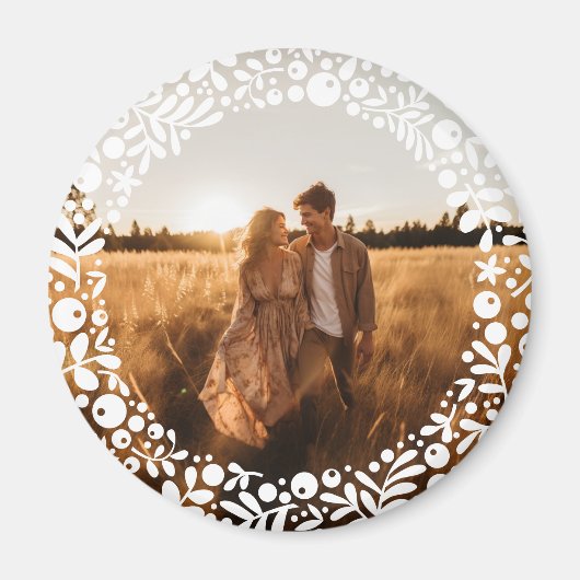 White Berry Border Frame Photo Magneet (Voorkant)