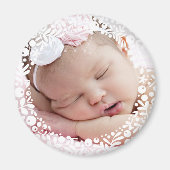 White Berry Framed Baby Foto Magneet (Voorkant)