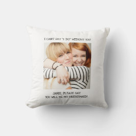 White Best Friend Photo Bridesmaid Invitation Kussen