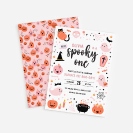 White BG Pink and Orange Halloween 1st Birthday In Kaart