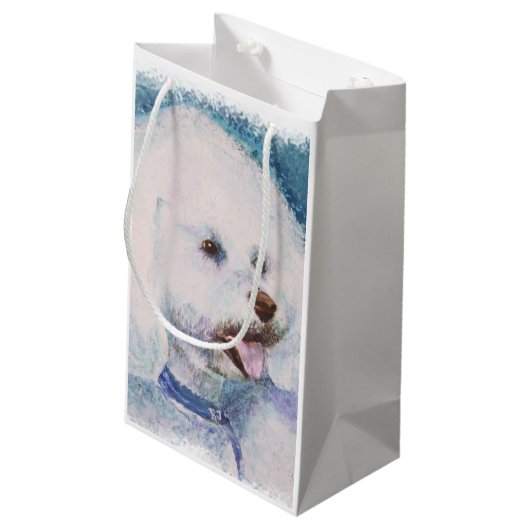 WHITE BICHON FRISE KLEIN CADEAUZAKJE (Achterkant Gekanteld)