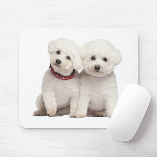 White Bichon Frise Puppy Dog Computer Mousepad Muismat (Met muis)