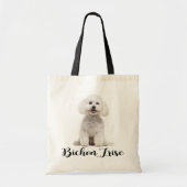 White Bichon Frise Puppy Dog Love Tote Bag (Voorkant)