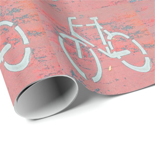 White Bicycle Red Street, verkeersbicycles Cadeaupapier (Rol Hoek)