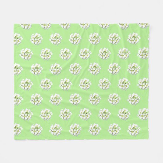 White Big Flowers Pattern Cust. Fleece Blanket (Voorkant (Horizontaal))