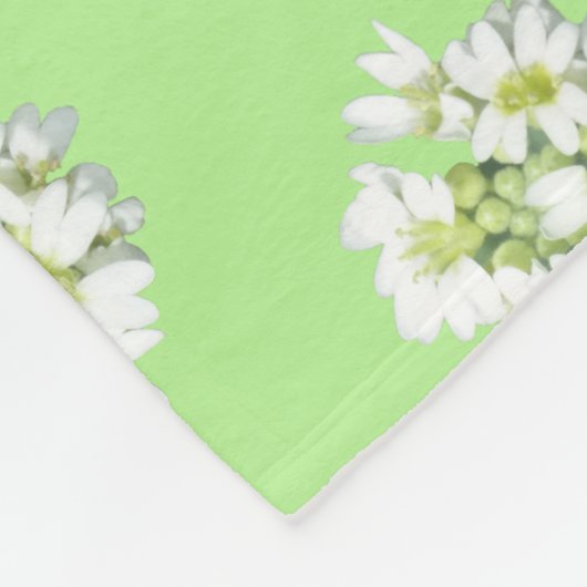 White Big Flowers Pattern Cust. Fleece Blanket (Hoek)