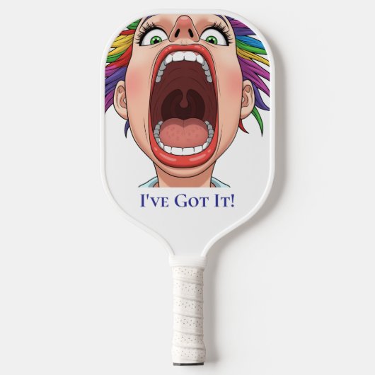 White Big Mouth Pickleball speler Paddle (Voorkant)