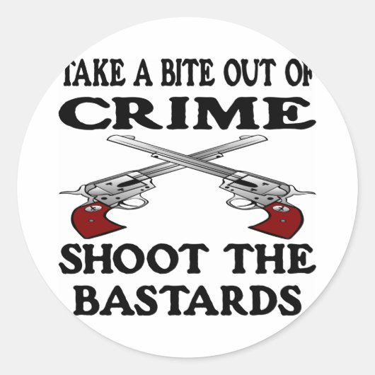 White bijt uit misdaad klootzakken ronde sticker (Voorkant)