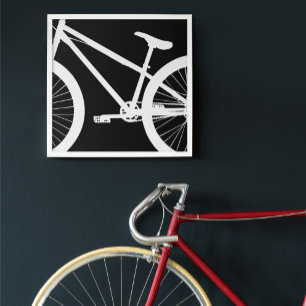 White Bike Silhouette (Aangepaste kleur) Poster