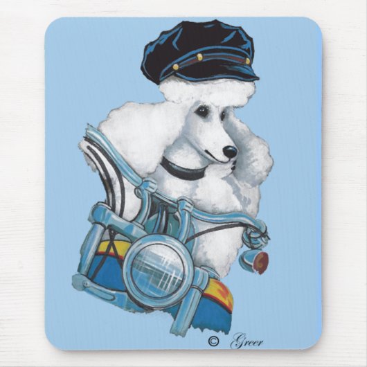 White Biker Chick Poodle - Gepersonaliseerd Muismat (Voorkant)