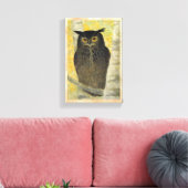 White Birch and Horned Owl Katsuda Yukio bird art Canvas Afdruk (Insitu (Woonkamer))