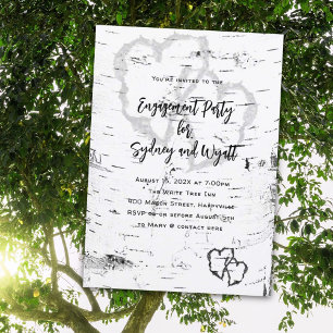 White Birch Bark Engagement Party Kaart