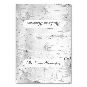 White Birch Bark Tented Place Kaarten met naam