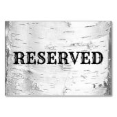 White Birch Bark Wedding Reserved Table Sign Kaart (Achterkant)
