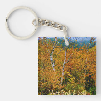White Birch & Gold Acrylic Sleutelhanger