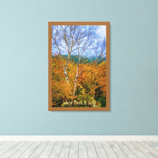 White Birch & Gold Canvas Afdruk (Insitu (Houten vloer))