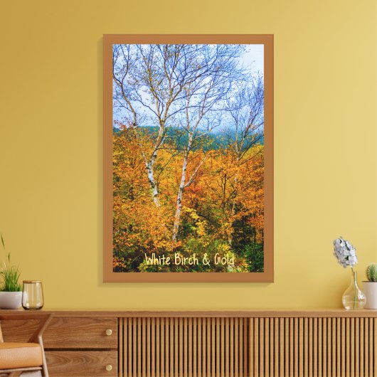 White Birch & Gold Canvas Afdruk (Insitu (Woonkamer))