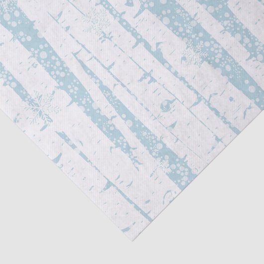 White Birch on Blue Tissue Paper Tissuepapier (Detail)