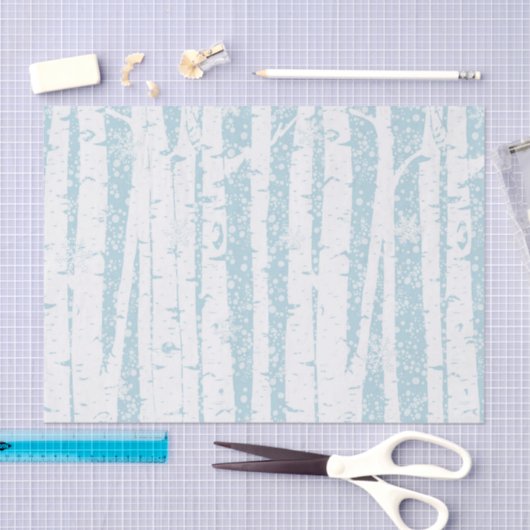 White Birch on Blue Tissue Paper Tissuepapier (Craft)
