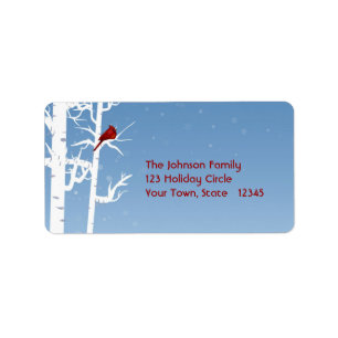 White Birch, Red Bird Address Label