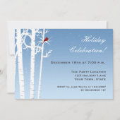 White Birch, Red Bird Seasonal Invitation Kaart (Voorkant)