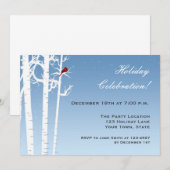 White Birch, Red Bird Seasonal Invitation Kaart (Voorkant / Achterkant)