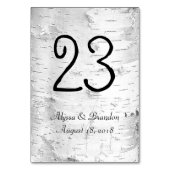 White Birch Rustic Wedding Table Number kaarten (Voorkant)