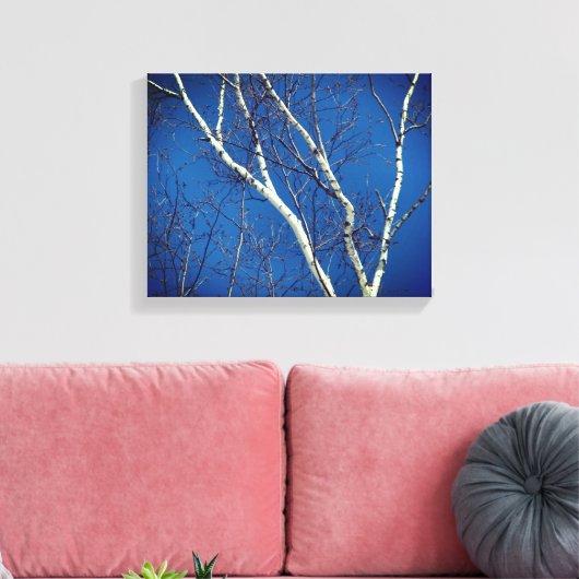 White Birch Tree against Blue Sky Natuur Canvas Afdruk (Insitu (Woonkamer))
