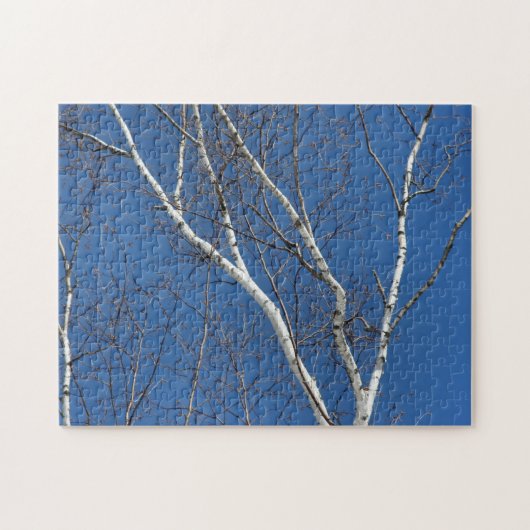White Birch Tree against Blue Sky Natuur Legpuzzel (Horizontaal)