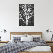 White Birch Tree in Winter Black en White Photo Canvas Afdruk (Insitu (Slaapkamer))