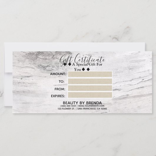 White Birch Tree Wood Rustige Boerderij Cadeaubon (Achterkant)