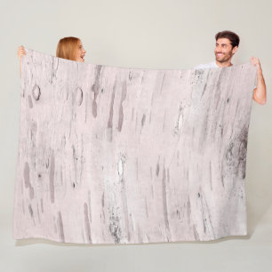 White Birch Tree Wood Rustin Barn Farmhouse Chic Fleece Deken