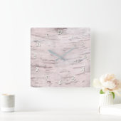 White Birch Tree Wood Rustin Barn Farmhouse Chic Vierkante Klok (Huis)