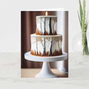 White Birch Trees and  Cardinals Birthday Kaart