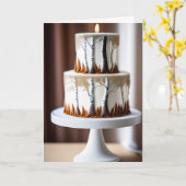 White Birch Trees and  Cardinals Birthday Kaart (Gele Bloem)