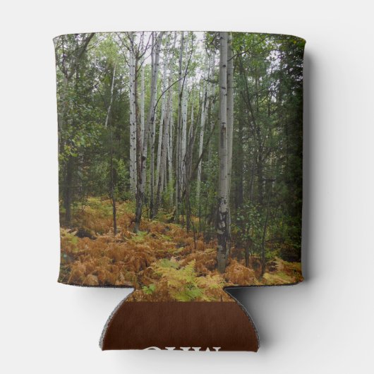White Birch Trees and Herfst Ferns in Rocky Mounta Blikjeskoeler (Achterkant)
