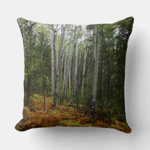 White Birch Trees and Herfst Ferns in Rocky Mounta Kussen