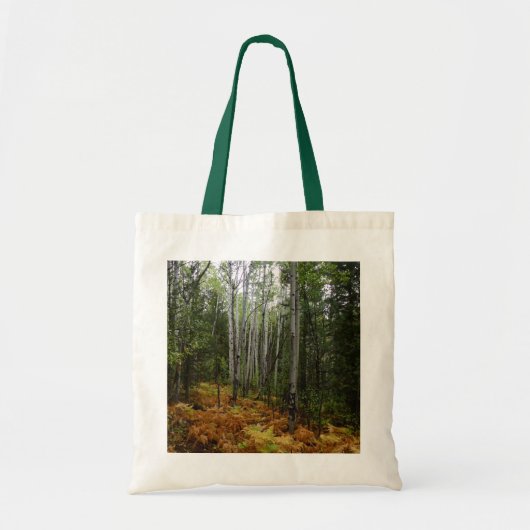 White Birch Trees and Herfst Ferns in Rocky Mounta Tote Bag (Voorkant)