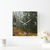 White Birch Trees and Herfst Ferns in Rocky Mounta Vierkante Klok (Huis)