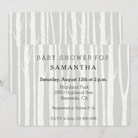 White Birch Trees baby shower Kaart (Voorkant / Achterkant)