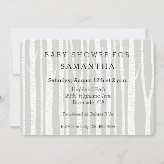 White Birch Trees baby shower Kaart (Voorkant)