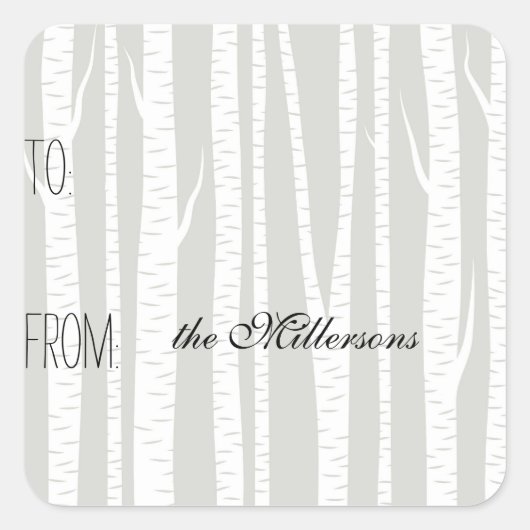 White Birch Trees Gift Label (Voorkant)