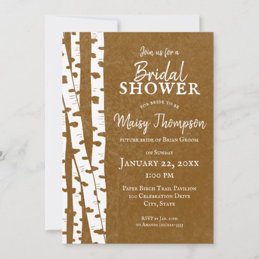 White Birch Trees Rustic Woodland Vrijgezellenfees Kaart (Voorkant)