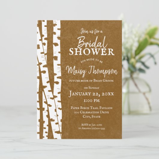 White Birch Trees Rustic Woodland Vrijgezellenfees Kaart (Staand voorkant)