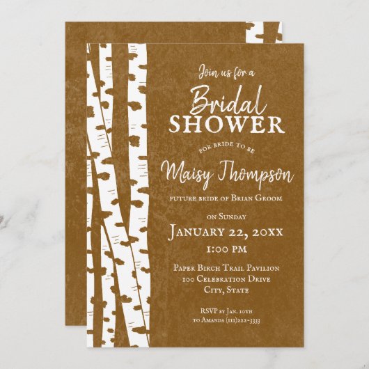 White Birch Trees Rustic Woodland Vrijgezellenfees Kaart (Voorkant / Achterkant)