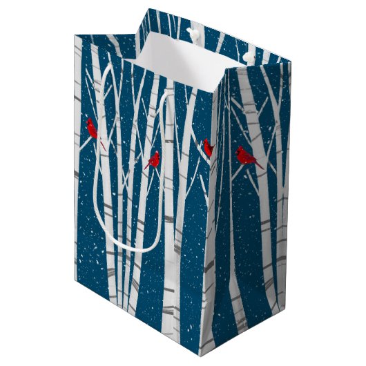 White Birch Trein in Snowflakes Medium Cadeauzakje (Voorkant Gekanteld)