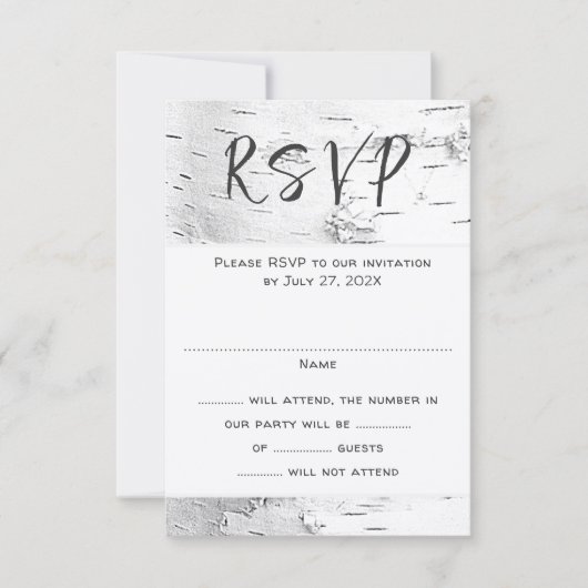 White Birch Wedding RSVP Guest Count Enclosure (Voorkant)
