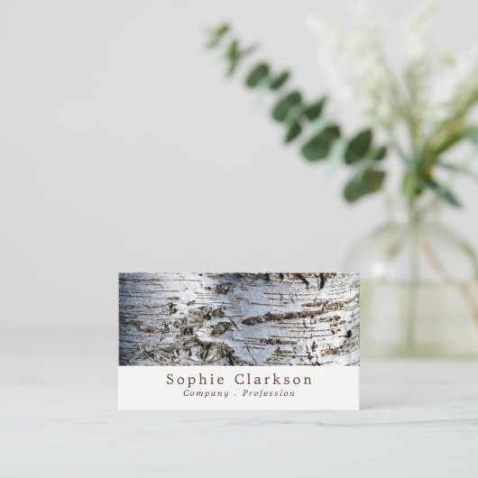 White Birch Wood Effect, Rustic Visitekaartje (Staand voorkant)