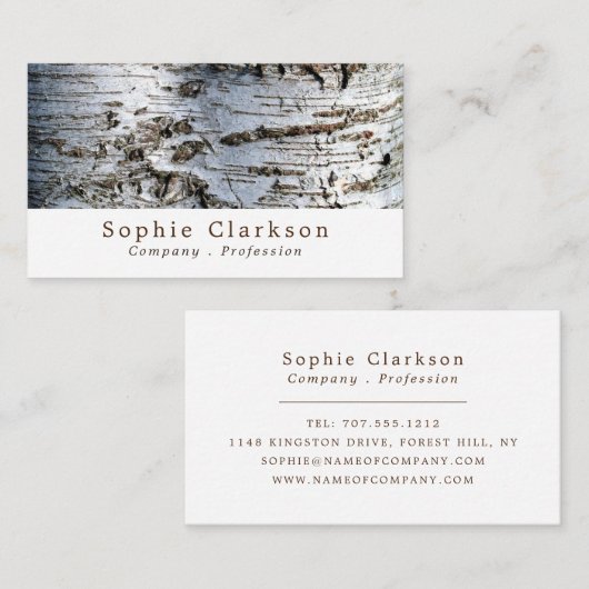 White Birch Wood Effect, Rustic Visitekaartje (Voorkant / Achterkant)