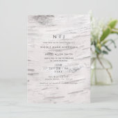 White Birch Wood Rustic Barn Country Wedding Kaart (Staand voorkant)